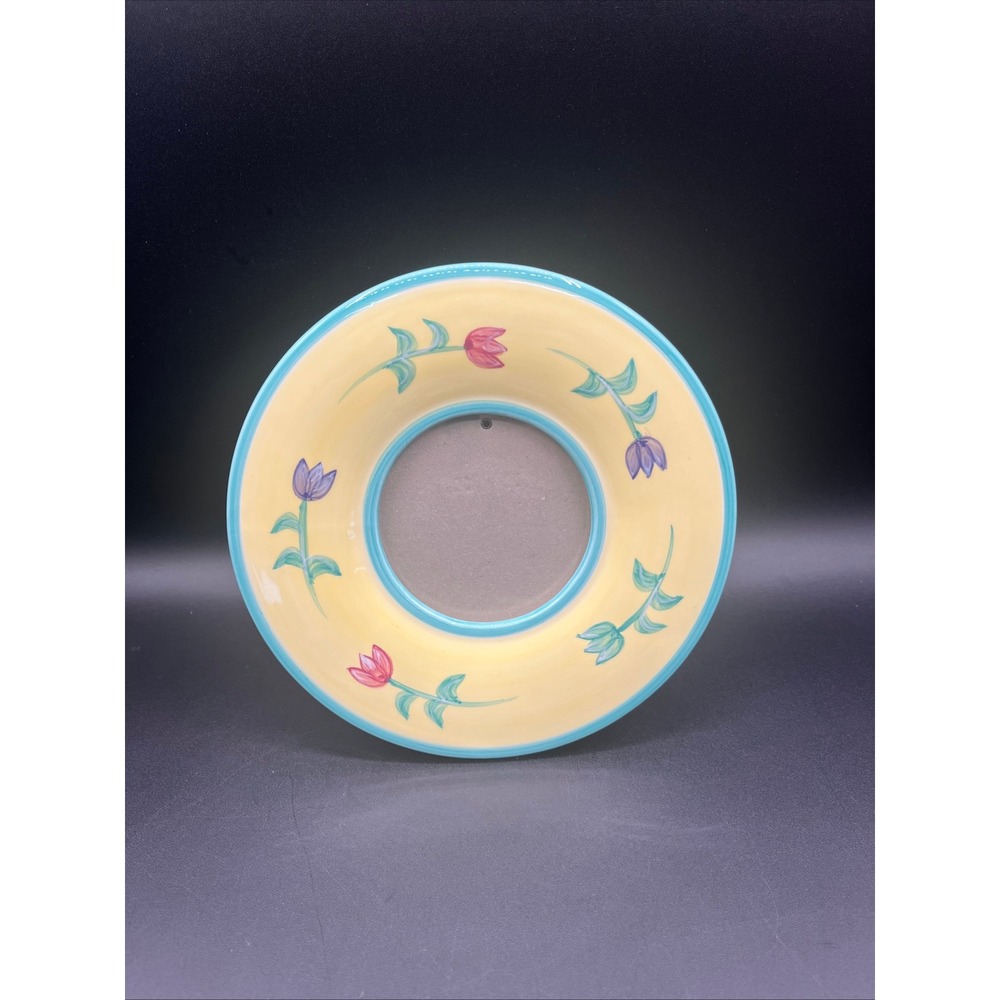 Vtg 1999 Burnes of Boston Ceramic Floral Tulip Picture Frame Hand Painted 7"‎